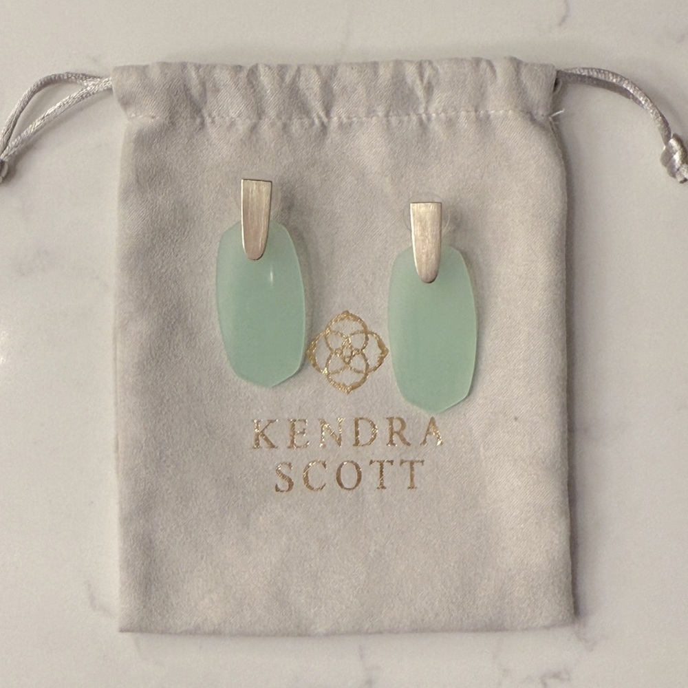 Kendra Scott Aragon Gold Drop Earrings Chalcedony - Picture 2 of 2